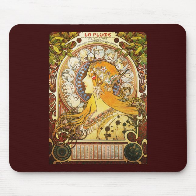 Alphonse Mucha La Feder Mousepad (Vorne)