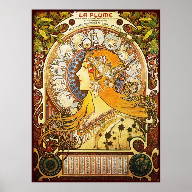 Alphonse Mucha La Plume Poster (Vorne)