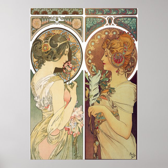 Alphonse Mucha - La Primevere & La Plume Poster (Vorne)