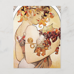 Alphonse Mucha Lady mit Obst Postkarte