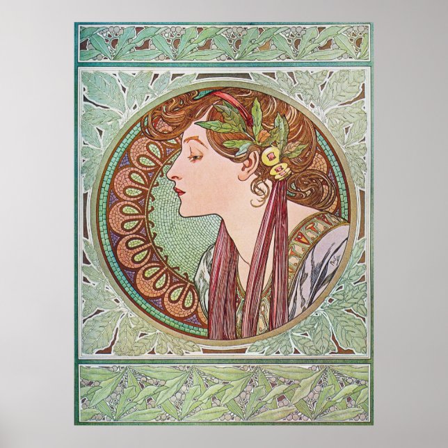 Alphonse Mucha Laurel Art Nouveau Poster Imprimer (Devant)