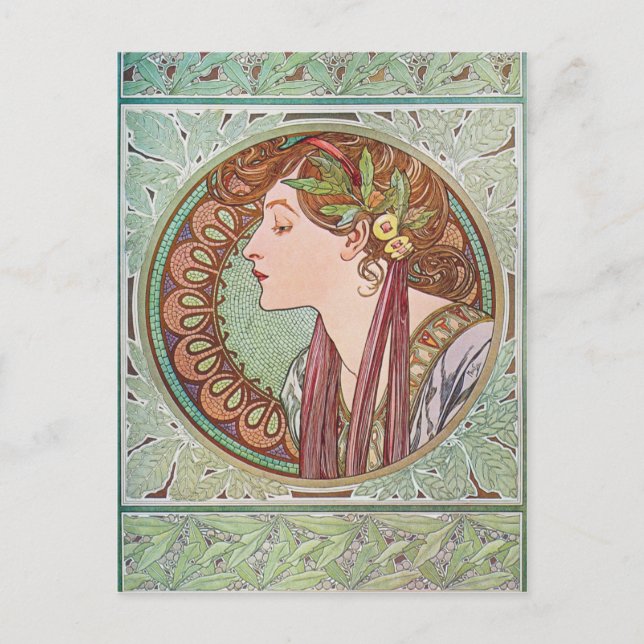 Alphonse Mucha Laurel Art Nouveau Postkarten (Vorderseite)