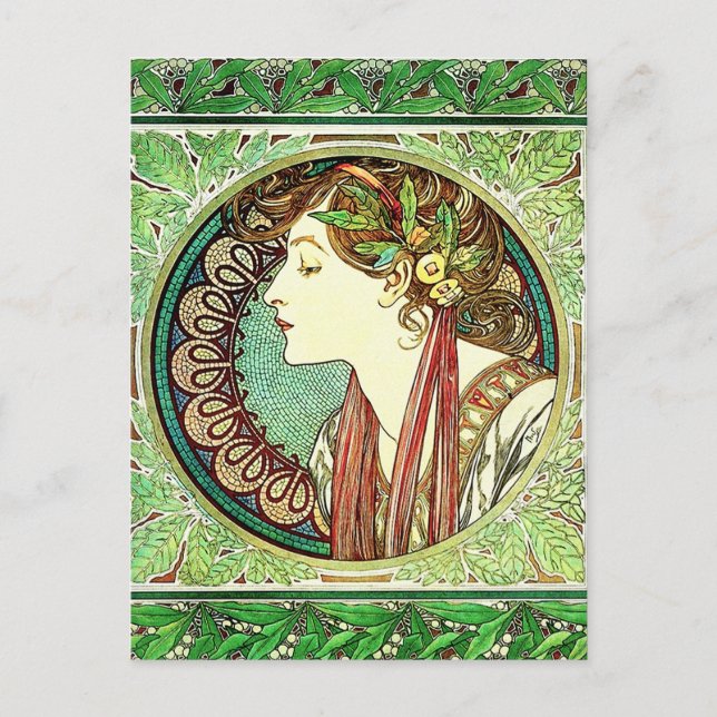 Alphonse Mucha Laurel Postkarte (Vorderseite)