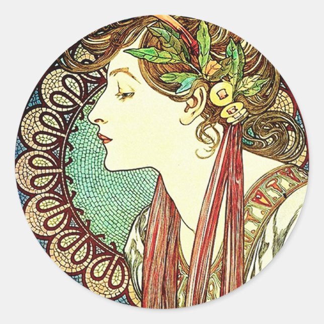 Alphonse Mucha Laurel Stickers (Vorderseite)