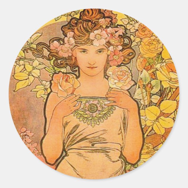 Alphonse Mucha Les Stickers Roses (Devant)