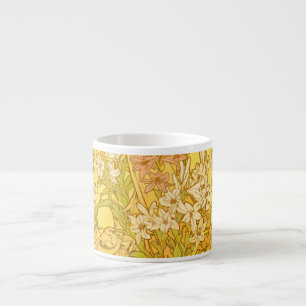 Alphonse Mucha-Lilien-Blumenmuster: Art Nouveau Espressotasse