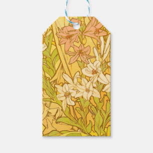 Alphonse Mucha-Lilien-Blumenmuster: Art Nouveau Geschenkanhänger
