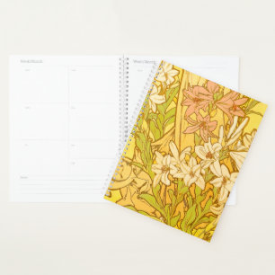 Alphonse Mucha-Lilien-Blumenmuster: Art Nouveau Planer