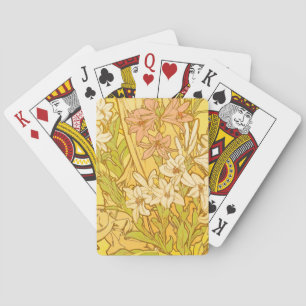 Alphonse Mucha Lilien-Blumenmuster: Art Nouveau Spielkarten