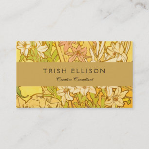 Alphonse Mucha-Lilien-Blumenmuster: Art Nouveau  Visitenkarte
