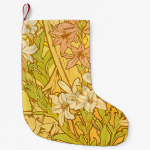 Alphonse Mucha Lily Blumen Muster: Art Nouveau Kleiner Weihnachtsstrumpf