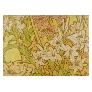 Alphonse Mucha Lily Blumen Muster: Art Nouveau Schneidebrett