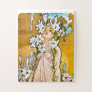 Alphonse Mucha - Lily - weiße Grenze