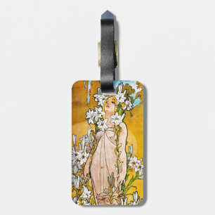 Alphonse Mucha - Lily - weiße Grenze Gepäckanhänger