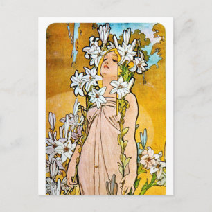 Alphonse Mucha - Lily - weiße Grenze Postkarte