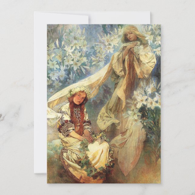 Alphonse Mucha Madonna der Lilien-Einladungen Einladung (Vorderseite)