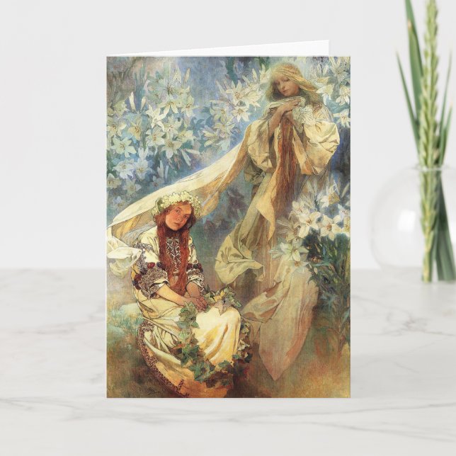 Alphonse Mucha Madonna der Lilien-Gruß-Karte Karte (Vorderseite)