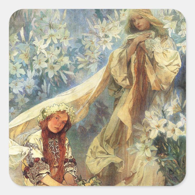 Alphonse Mucha Madonna des Stickers Lilies (Devant)