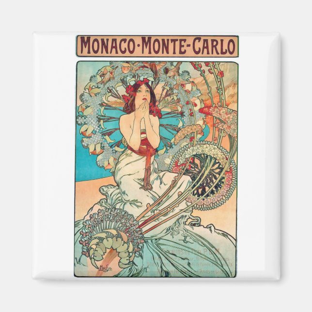 Alphonse Mucha Monaco, Monte-Carlo, 1897 Magnet (Vorne)