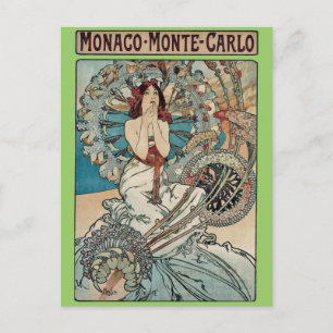 Alphonse Mucha ~ Monaco Monte Carlo Jugendstil Postkarte