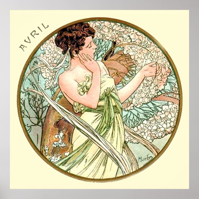 Alphonse Mucha Monat April Poster (Vorne)