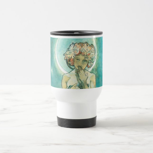 Alphonse Mucha Moonlight Clair De Lune Art Nouveau Reisebecher (Mittel)