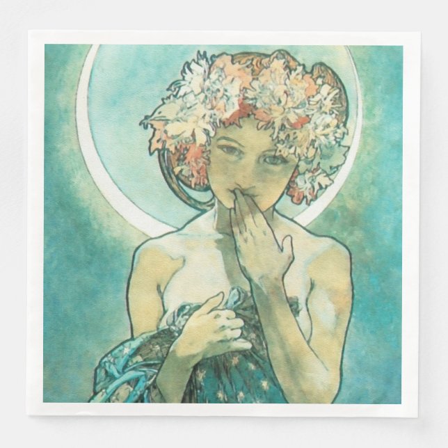 Alphonse Mucha Moonlight Clair De Lune Art Nouveau Serviette (Vorderseite)