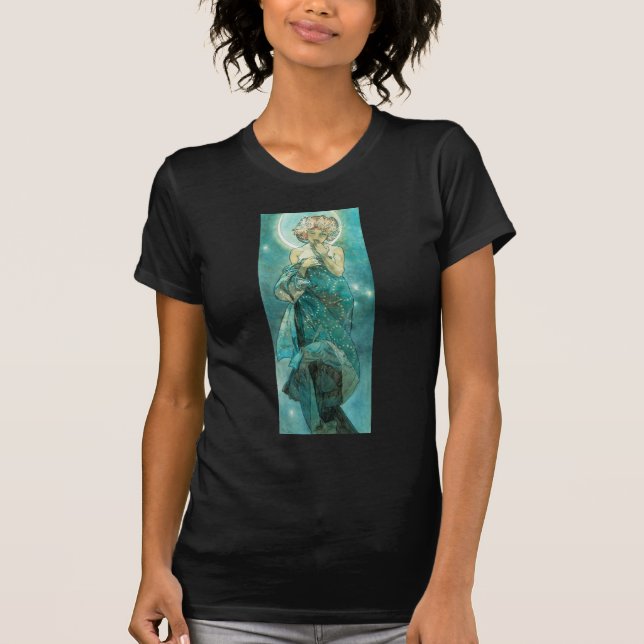 Alphonse Mucha Moonlight Clair De Lune Art Nouveau T-Shirt (Vorderseite)