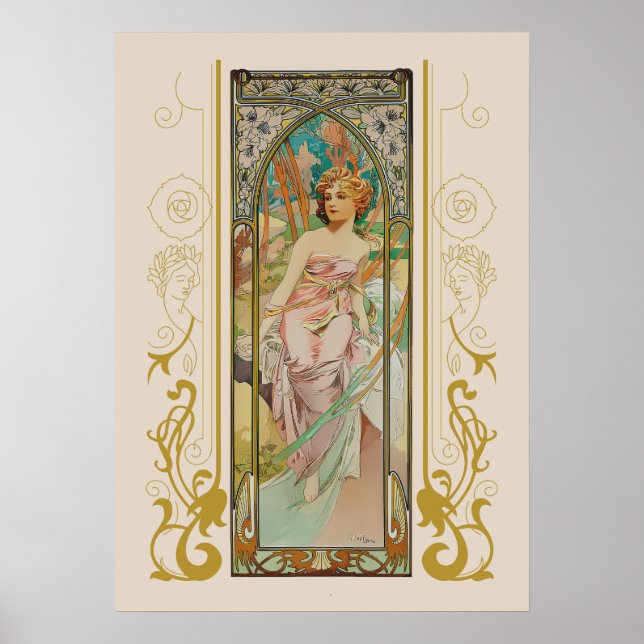Alphonse Mucha - Morgen Erwachen Poster (Vorne)