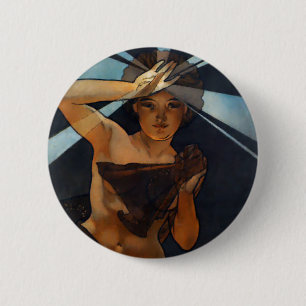 Alphonse Mucha Morgenstern-Knopf Button