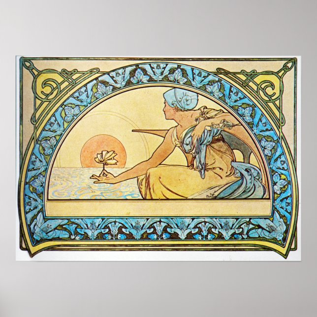 Alphonse Mucha. Nenuphar/Waterlily, 1898 Poster (Vorne)