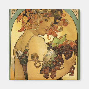 Alphonse Mucha Obstmalerei Magnet