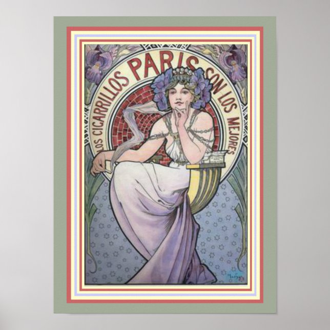 Alphonse Mucha Paris Cicarrillos Poster 12 x 16 (Vorne)