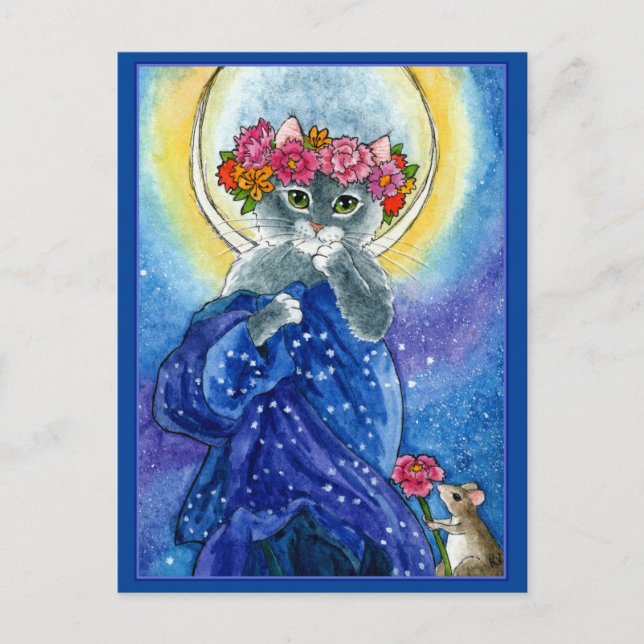 Alphonse Mucha parodie chat mignon Carte postale L (Devant)