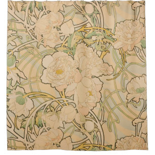 Alphonse Mucha - Peonies Duschvorhang
