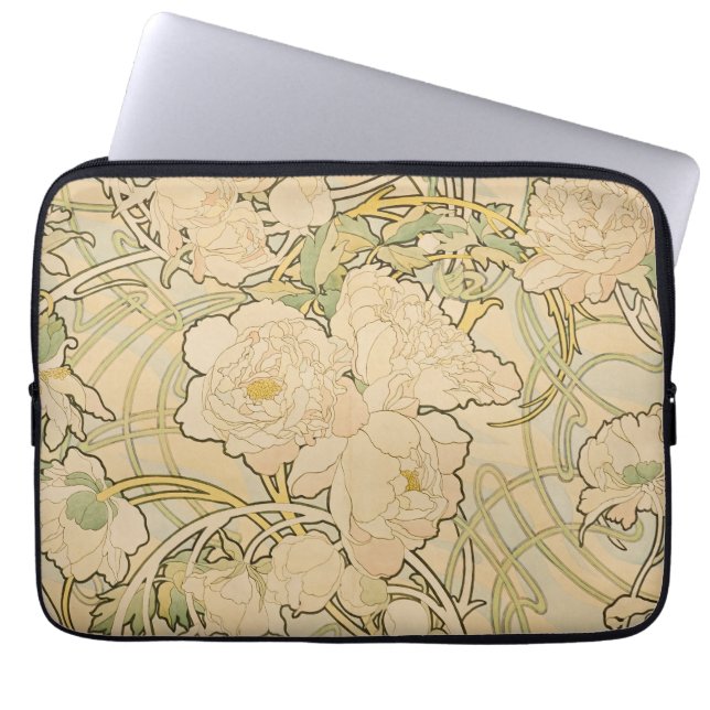 Alphonse Mucha Peonies Peony Rose Fawn 1897 Laptopschutzhülle (Vorderseite)
