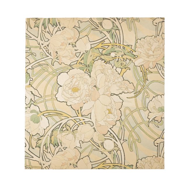 Alphonse Mucha Peonies Peony Rose Fawn 1897 Notizblock (Vorderseite)