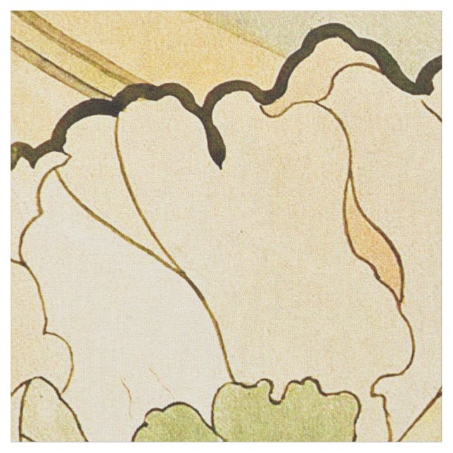 Alphonse Mucha - Peonies Stoff (Nahaufnahme)