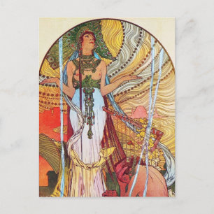 Alphonse Mucha Pfau Kunst Postkarte