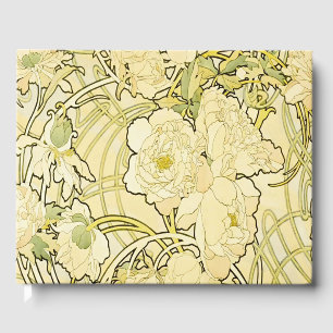 Alphonse Mucha Pfingstrosen Art Nouveau Blumenmust Gästebuch