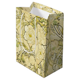 Alphonse Mucha Pfingstrosen Art Nouveau Blumenmust Mittlere Geschenktüte