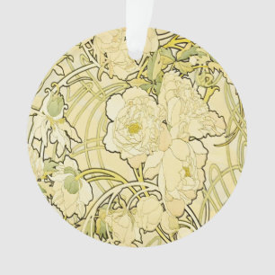 Alphonse Mucha Pfingstrosen Art Nouveau Blumenmust Ornament