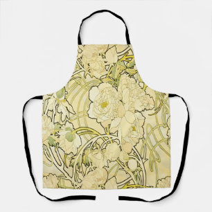 Alphonse Mucha Pfingstrosen Art Nouveau Blumenmust Schürze