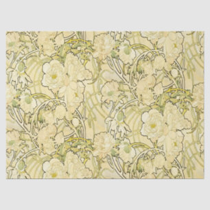 Alphonse Mucha Pfingstrosen Art Nouveau Blumenmust Seidenpapier