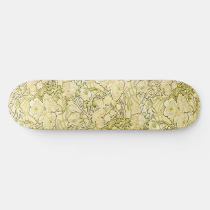 Alphonse Mucha Pfingstrosen Art Nouveau Blumenmust Skateboard