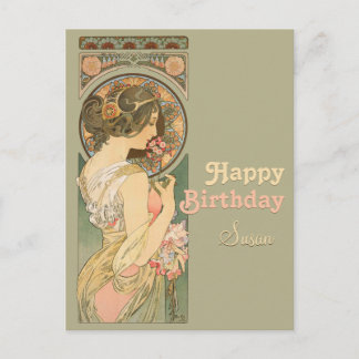 Alphonse Mucha Primrose CC0637 Geburtstagskarte Postkarte