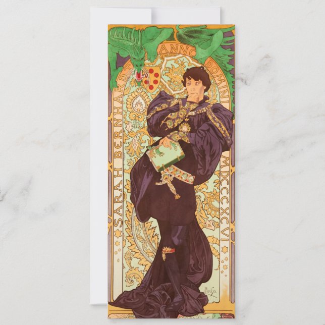 Alphonse Mucha Prince und Dragon Einladung (Vorderseite)