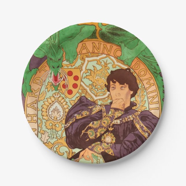 Alphonse Mucha Prince und Dragon Pappteller (Vorderseite)