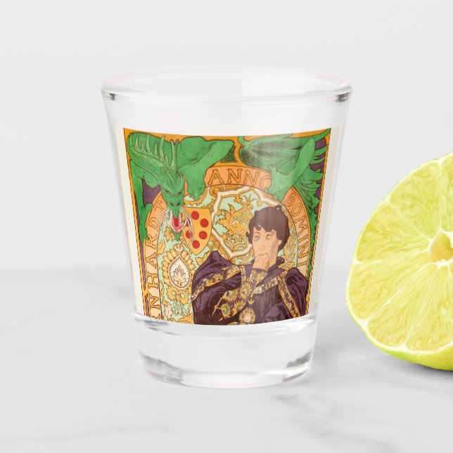 Alphonse Mucha Prince und Dragon Schnapsglas (Vorderseite)