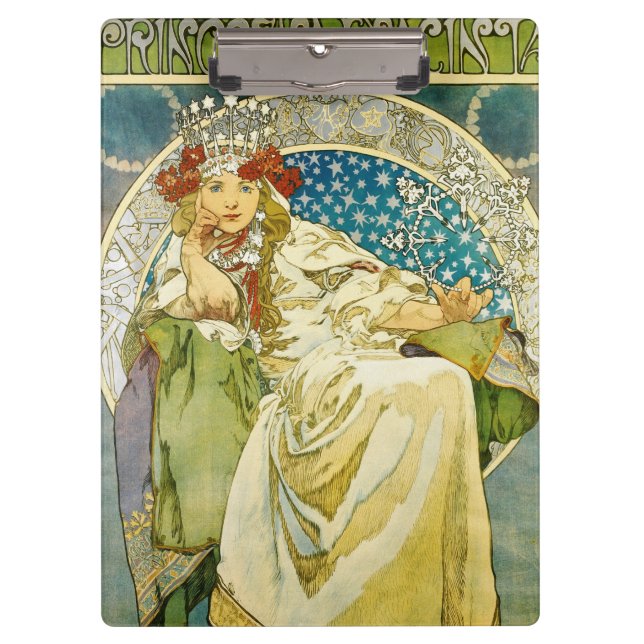 Alphonse Mucha Princess Hyacinth Art Nouveau Klemmbrett (Vorderseite)
